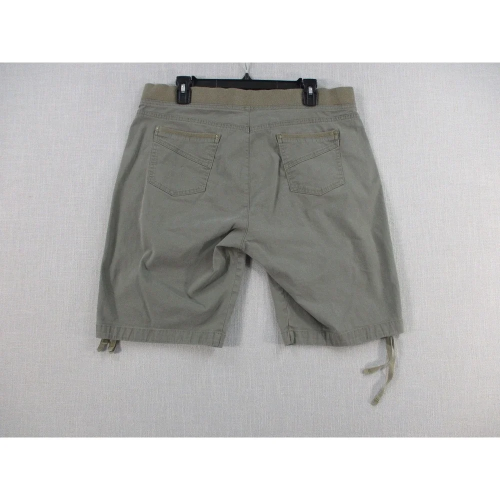 Gloria Vanderbilt Womens Cargo Shorts Olive Green Drawstring Waist Size 14